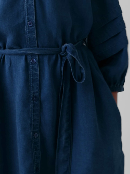 Denim Tie-Waist Mini Shirtdress - Medium wash