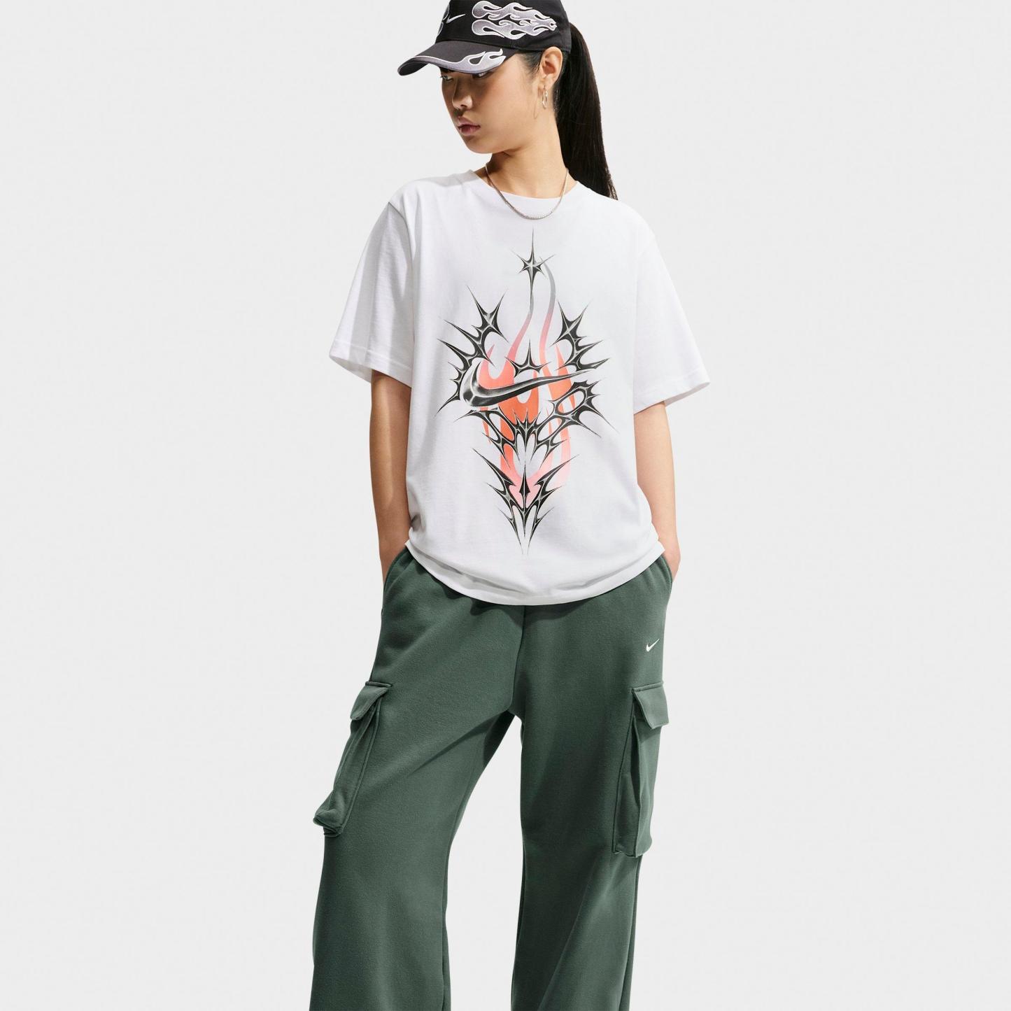 Women's Nithtke Studio Fleece Medium-Weight High-Rise Oversized Cargo Pants - Camo Green/Sail
