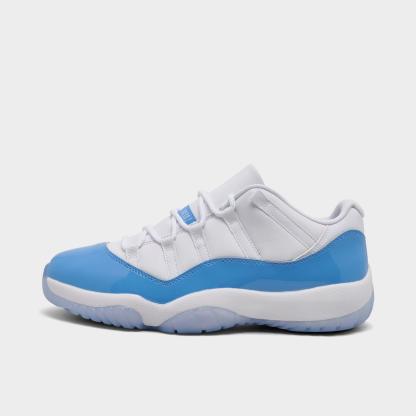 Men's Air Jordan Retro 11 Low Basketball Shoes - White/University Blue/Black - Left shoe facing left. Outside of the shoe. - view 1