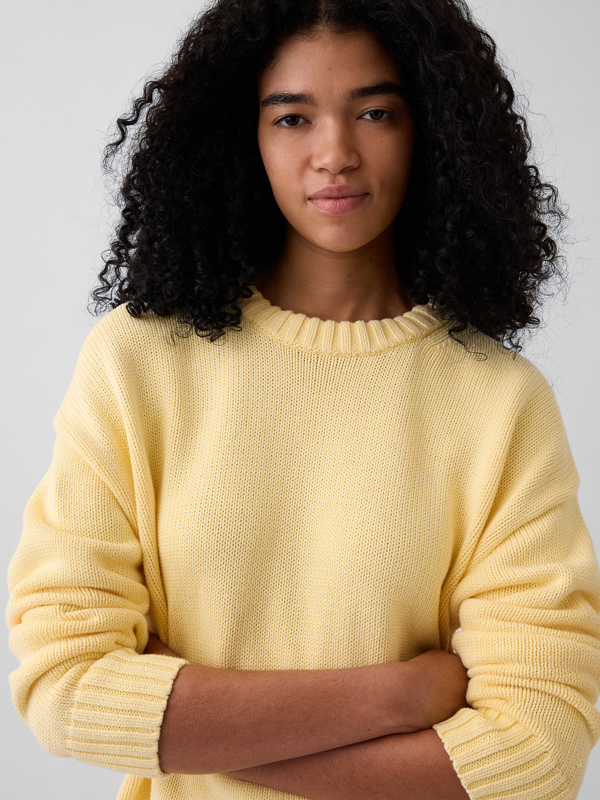 100% Cotton Oversized Sweater - Yellow maize