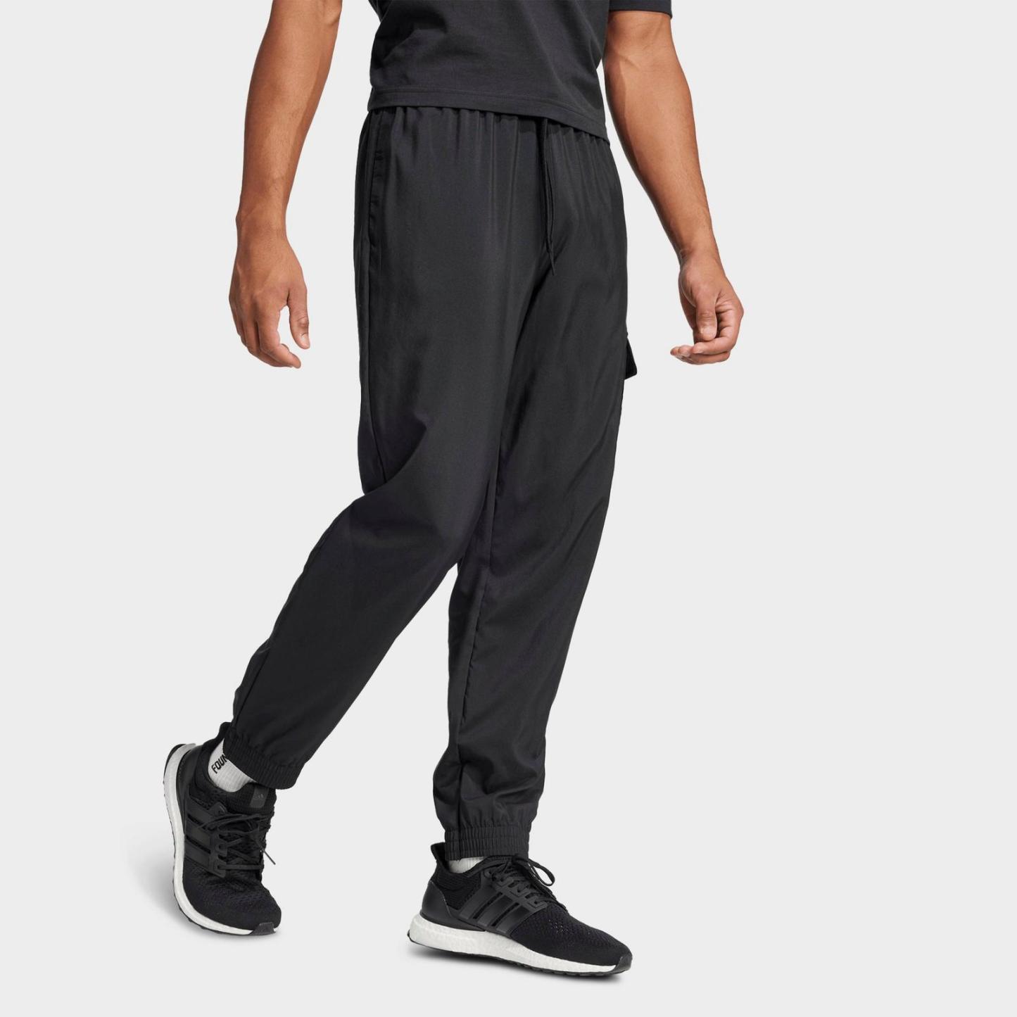 Men's adidas Essentials Small Logo Cargo Pants - Black/White - view 2