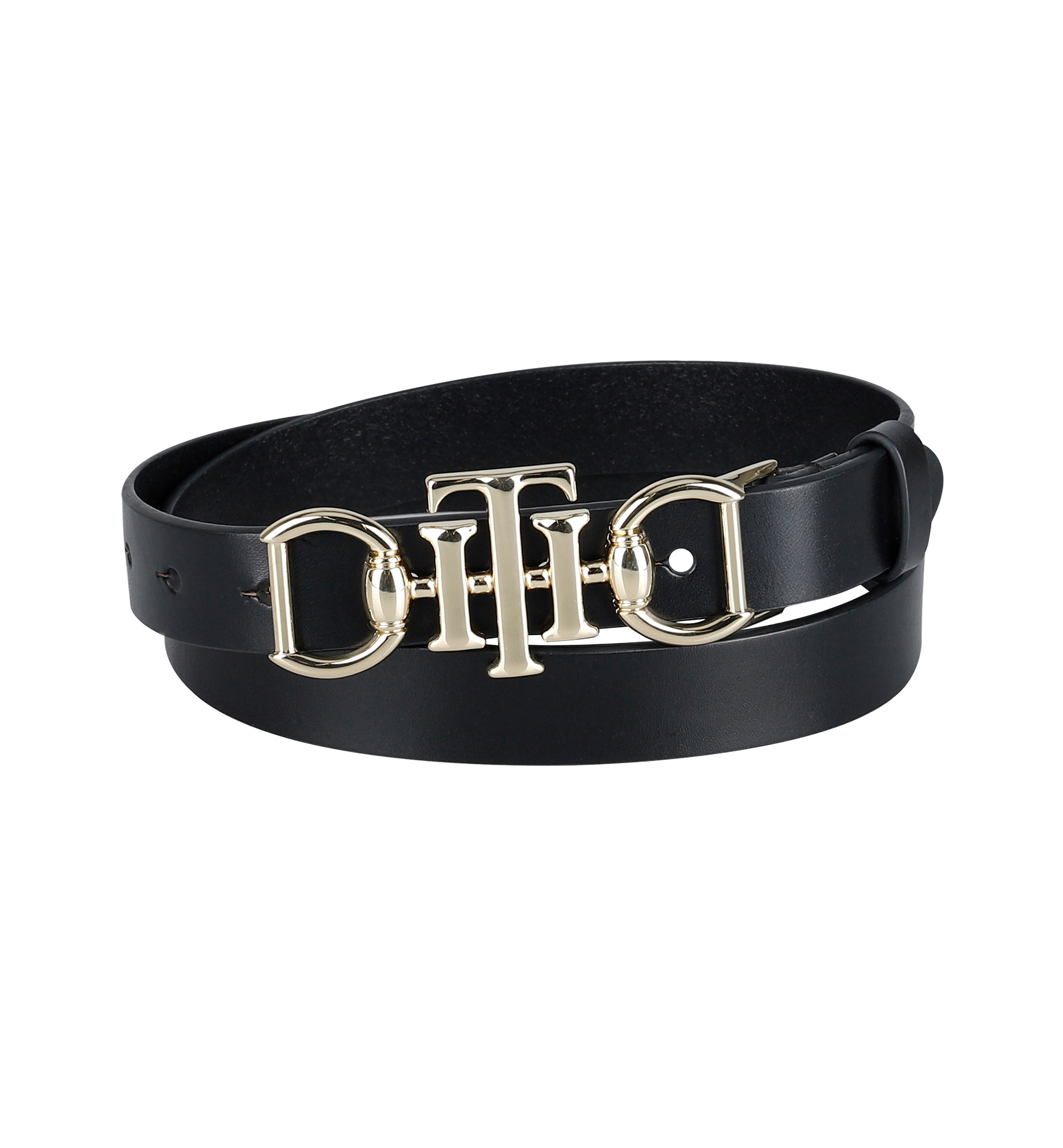 Tommy Hilfiger Women's Skinny Double Ended Horsebit Buckle Dress Casual Belt - Black