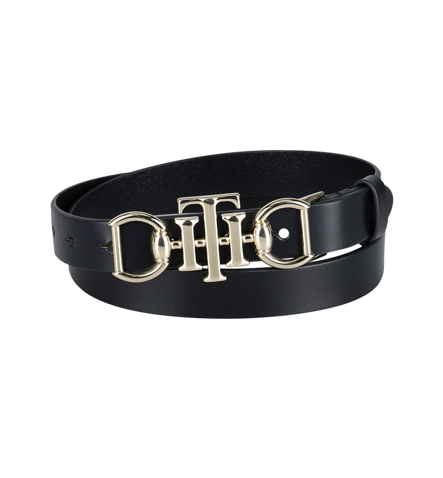 Tommy Hilfiger Women's Skinny Double Ended Horsebit Buckle Dress Casual Belt - Black