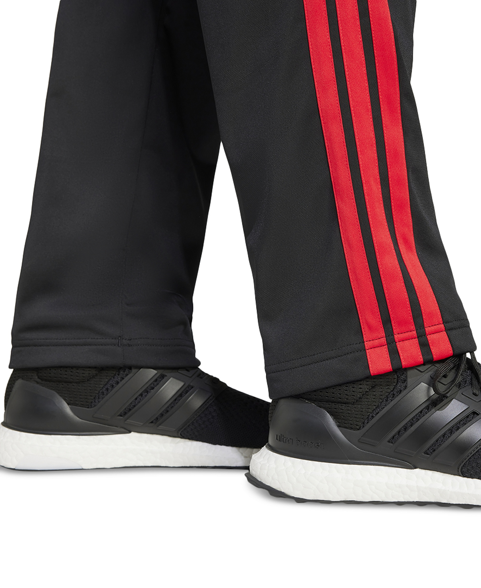 adidas Men's 3-Stripes Regular Open Hem Track Pants - Black/Red