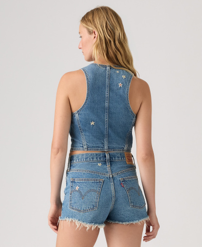 Levi's Women's Embroidered Mainline V-Neck Cotton Racer Vest - Bee In The Bonnet Vest