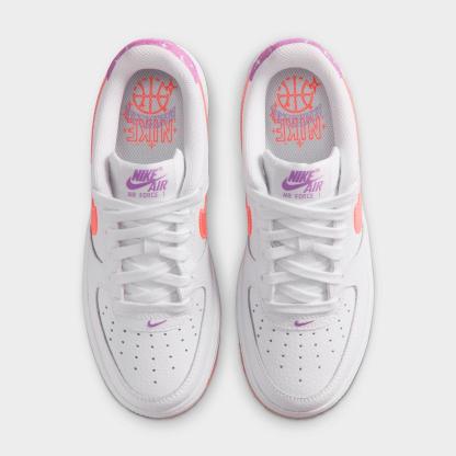 Big Kids' Nike Air Force 1 Low Casual Shoes - White/Turf Orange/Bright Violet