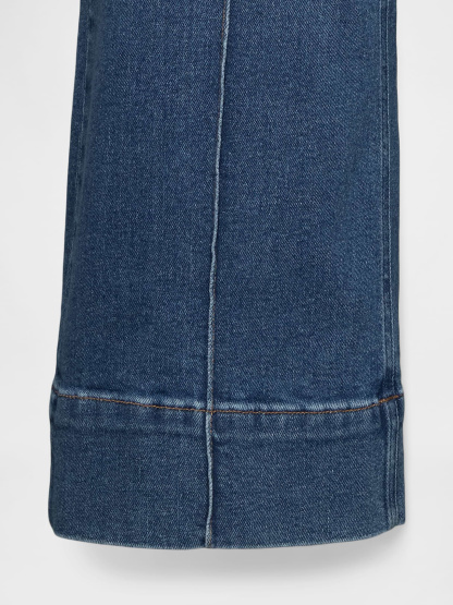 High Rise Stride Wide-Leg Ankle Jeans - Seamed medium wash