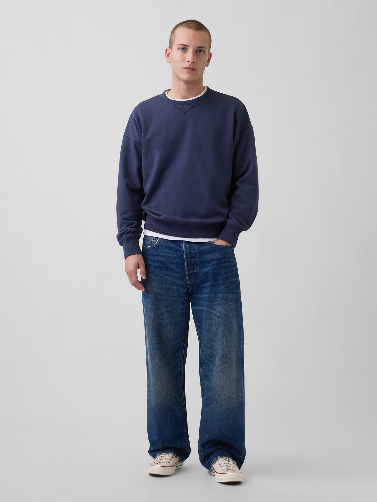 Adult Heavyweight French Terry Oversized Sweatshirt - vintage navy