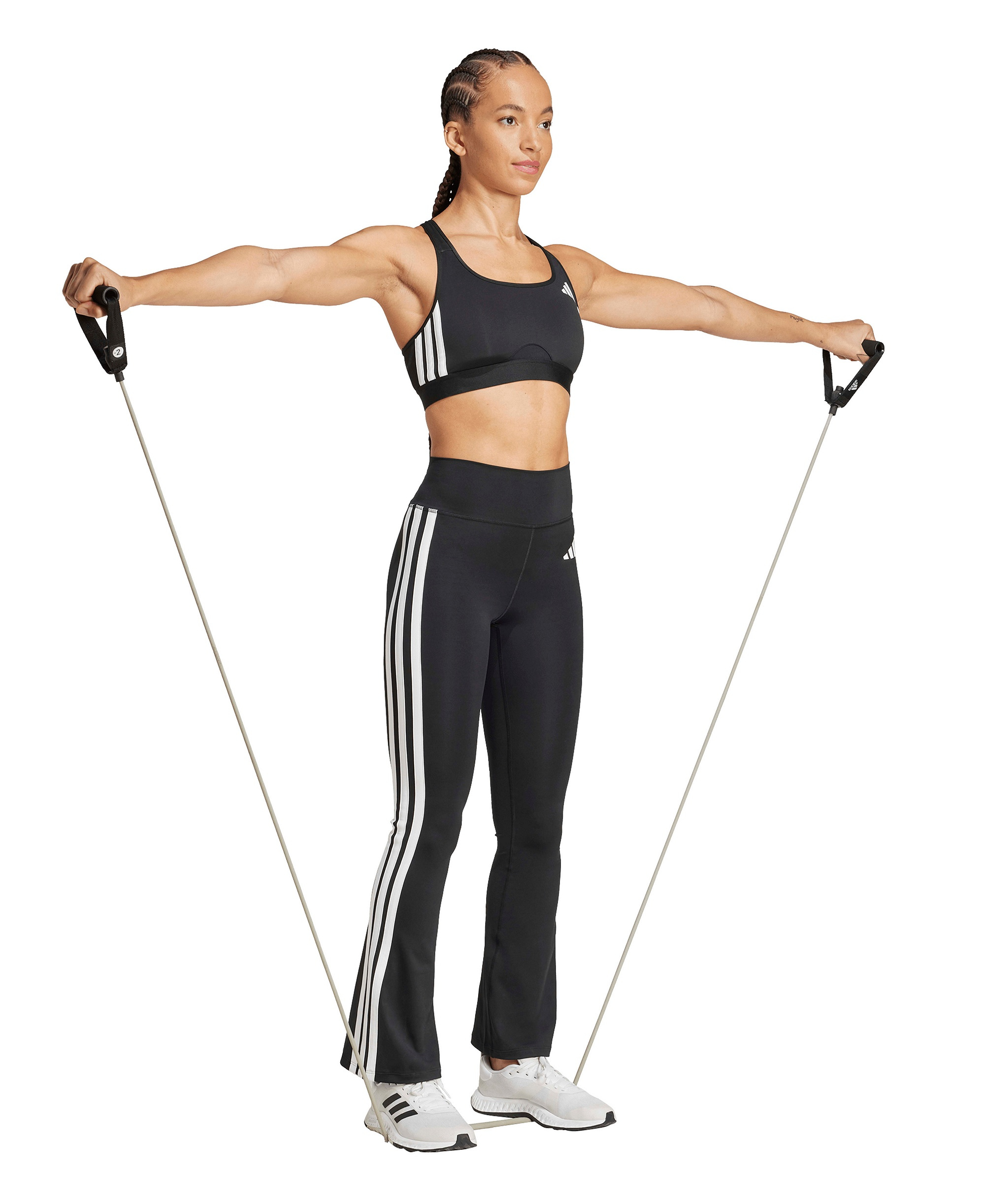 adidas Women's Optime Essentials 3-Stripes Flared Leggings - Black/White