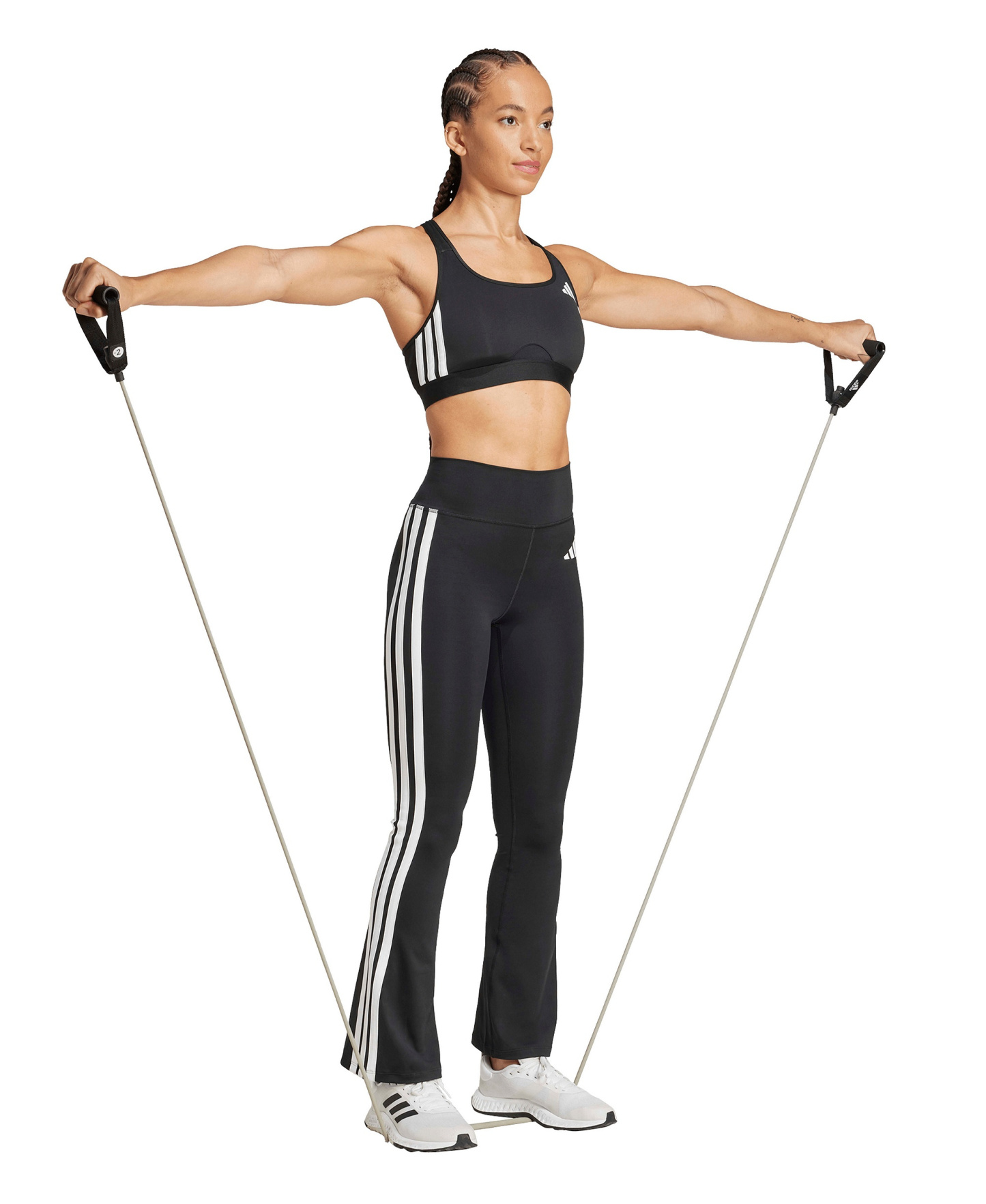 adidas Women's Optime Essentials 3-Stripes Flared Leggings - Black/White
