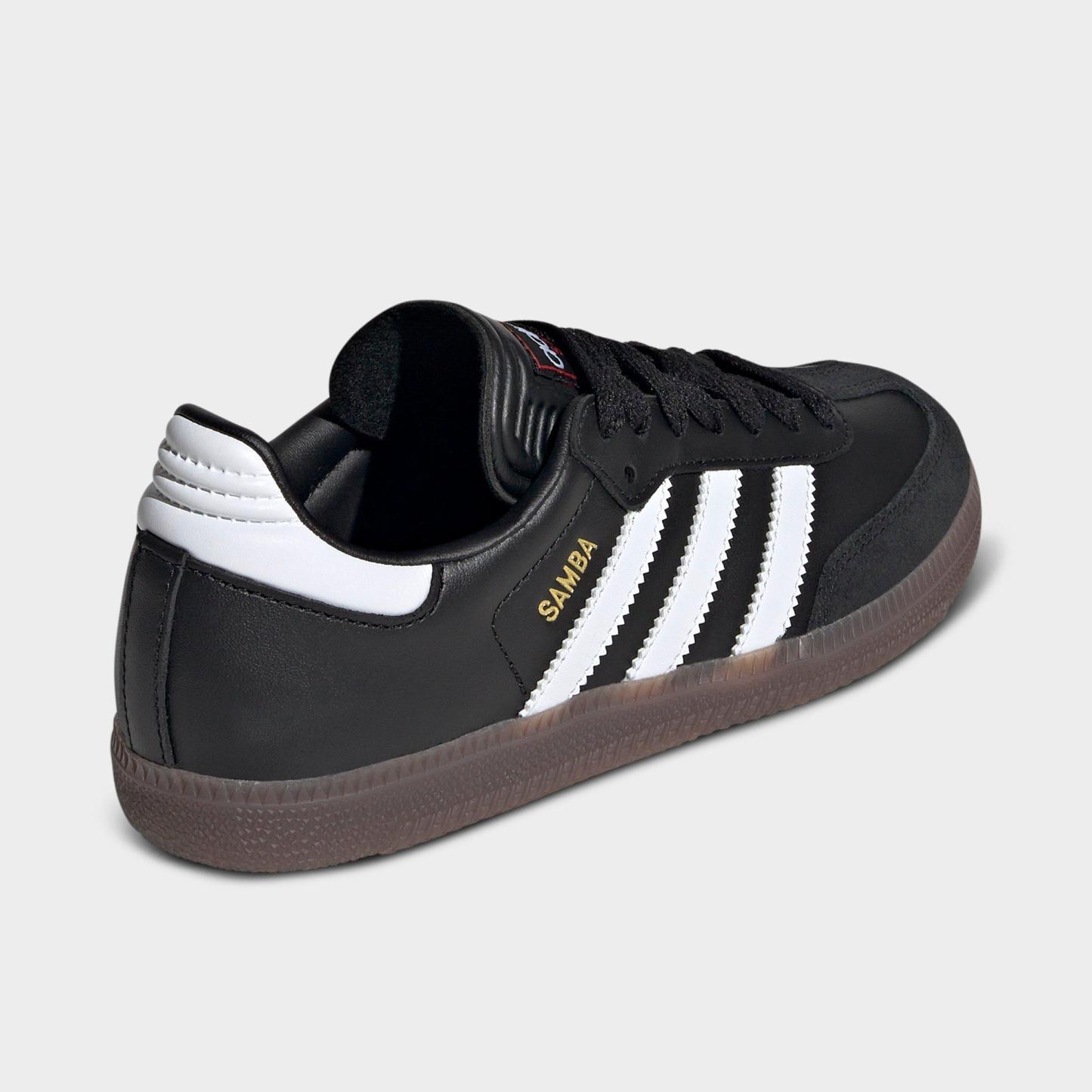 Little Kids' and Big Kids' adidas Originals Samba Indoor Soccer Shoes - Black/White/Gum - Back view
