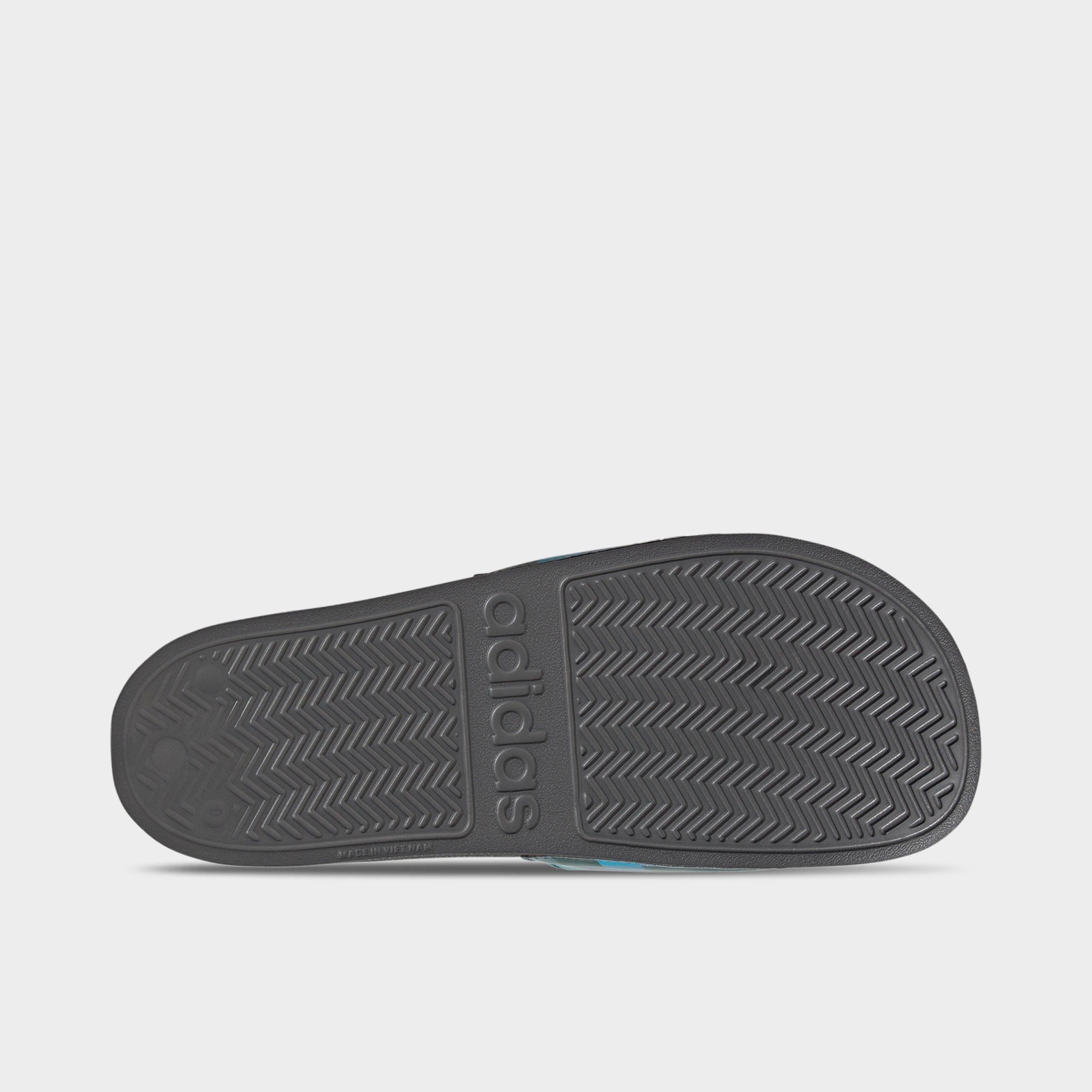 Men's adidas x Minecraft Adilette Shower Slide Sandals - Grey/Grey/Grey - Bottom view