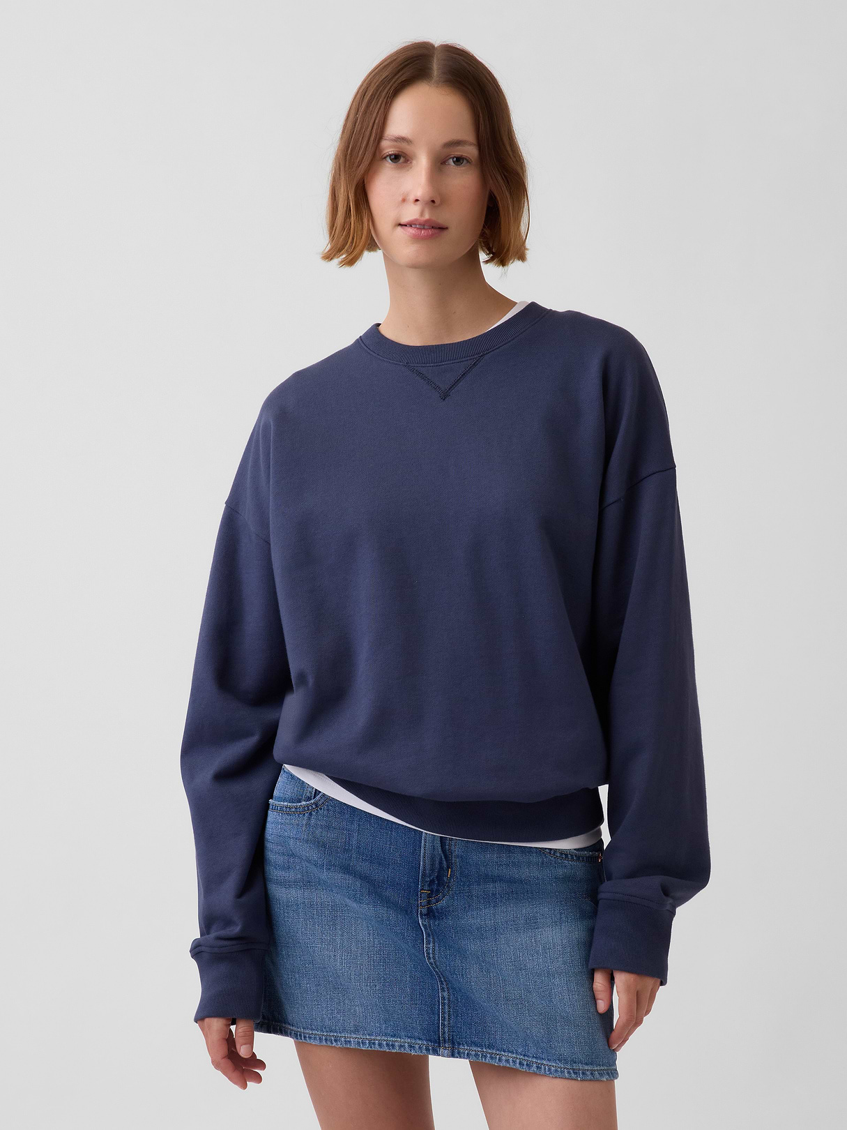 Adult Heavyweight French Terry Oversized Sweatshirt - vintage navy