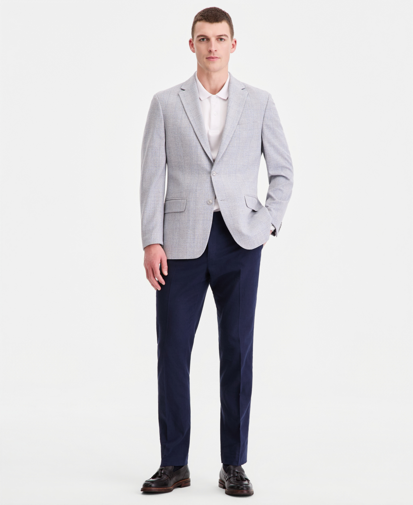 Tommy Hilfiger Men's Modern-Fit Patterned Blazer - Blue Grey