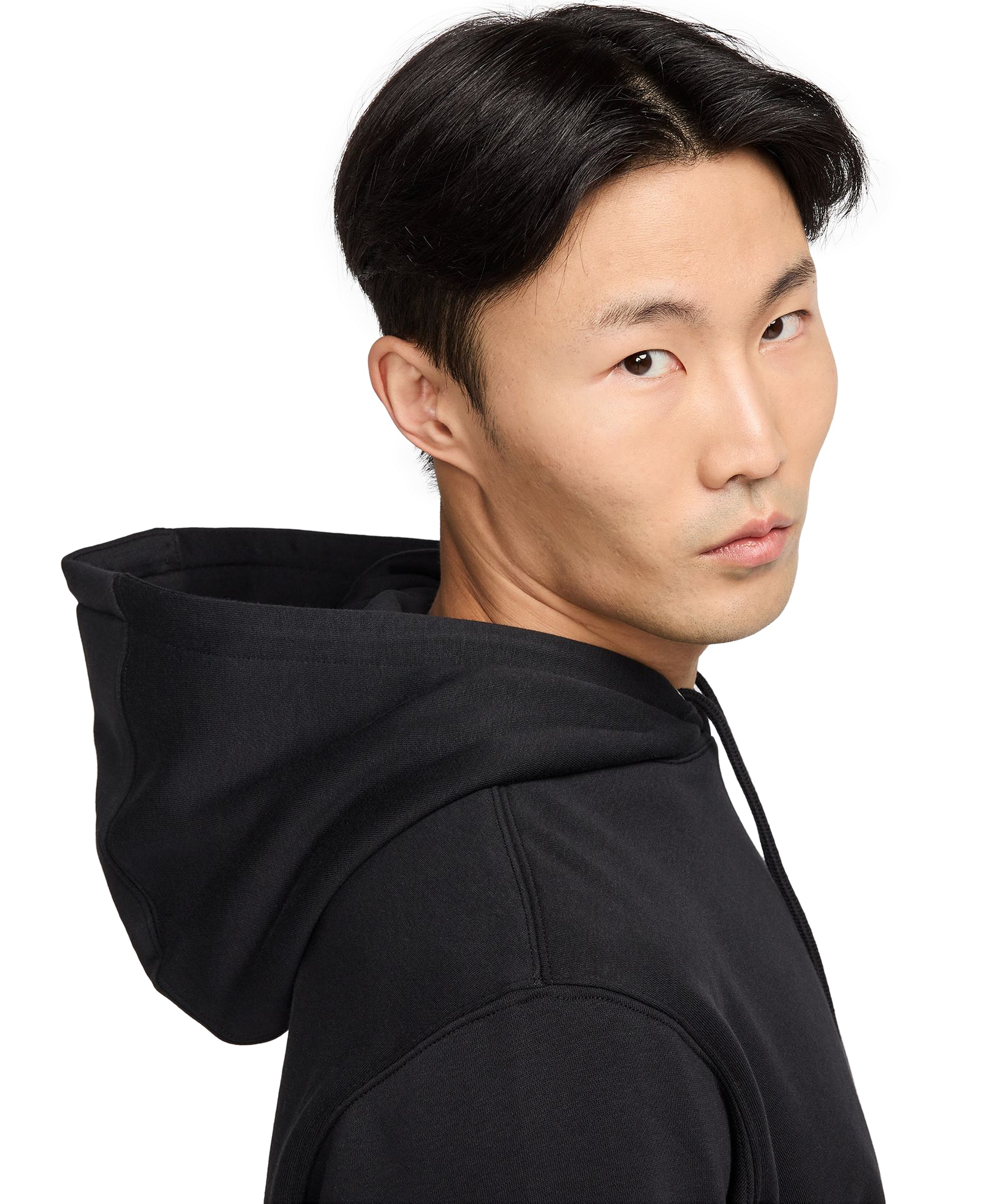 Nike Men's Club Pullover Fleece Hoodie Logo - Black/White