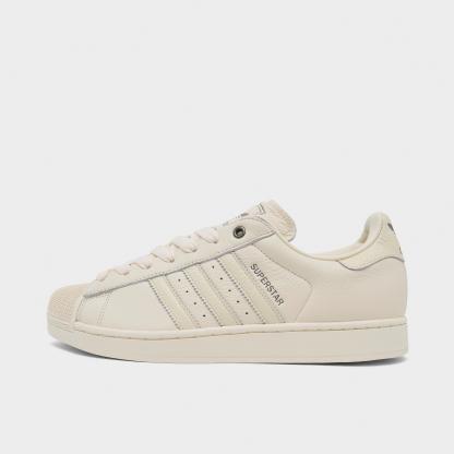Men's adidas Originals Superstar II Casual Shoes - Part 1 - Cream White/Cream White/Iron Metallic - Left shoe facing left. Outside of the shoe.