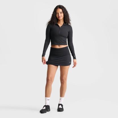 Women's Nithtke Sportswear Chill Knit Mid-Rise Tight Ribbed Skort - Black/Sail