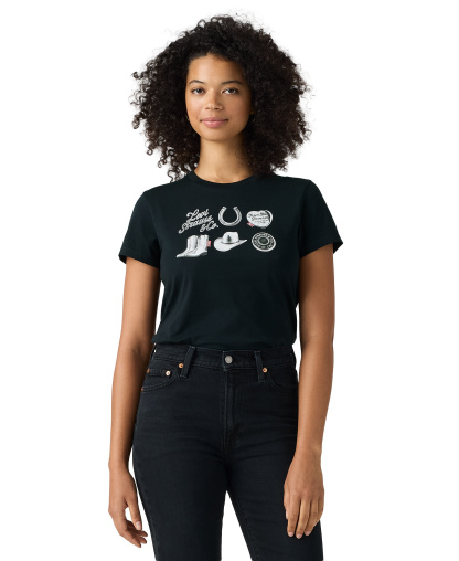 Levi's Women's Perfect Graphic Logo Cotton T-Shirt - Archival Silver Grid Anthracite