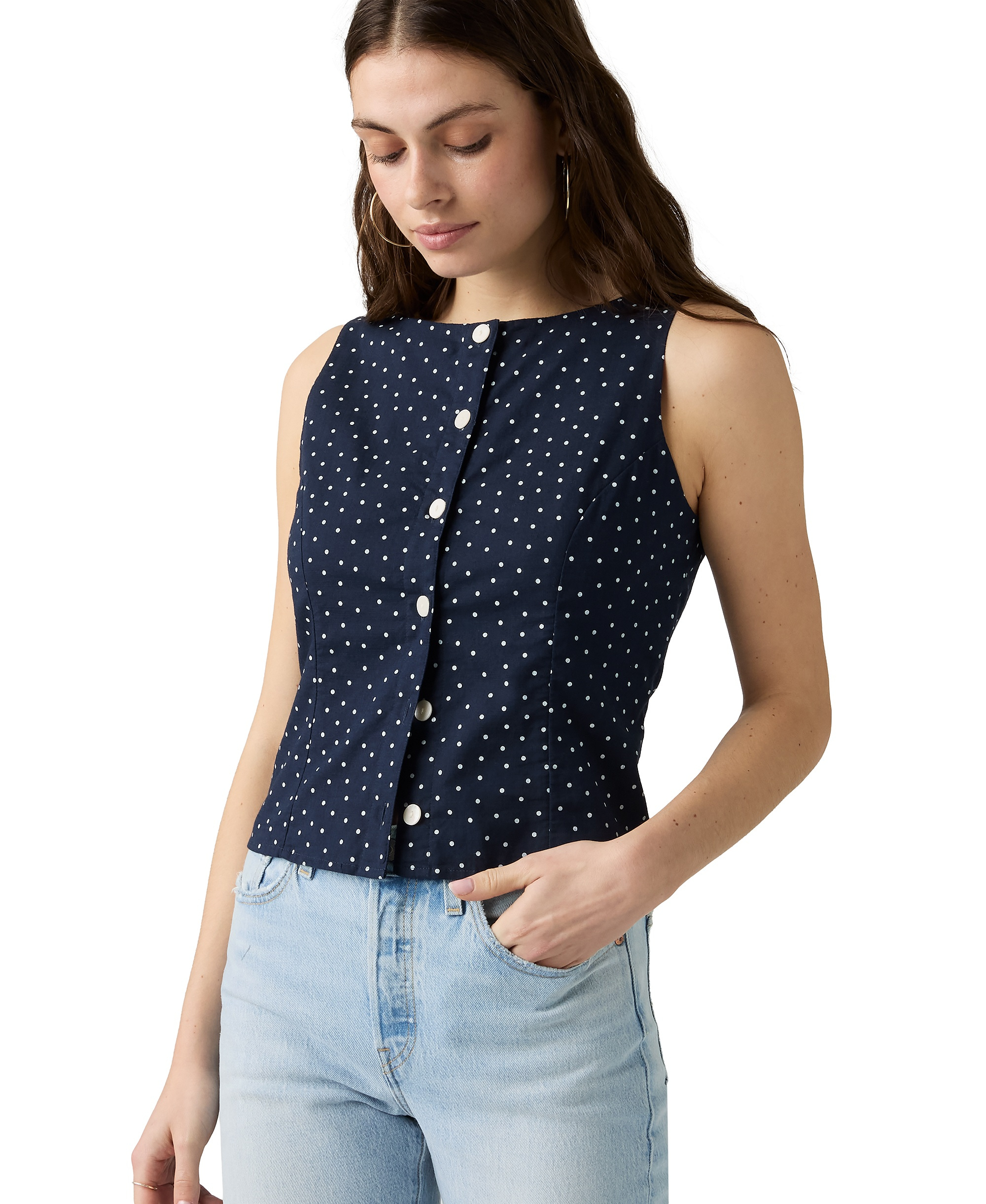 Levi's Women's Pippa Sleeveless Top - Inga Dot Navy Blazer