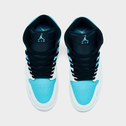 Men's Air Jordan Retro 1 Mid SE Casual Shoes - Summit White/Blue Chill/Black - view 5