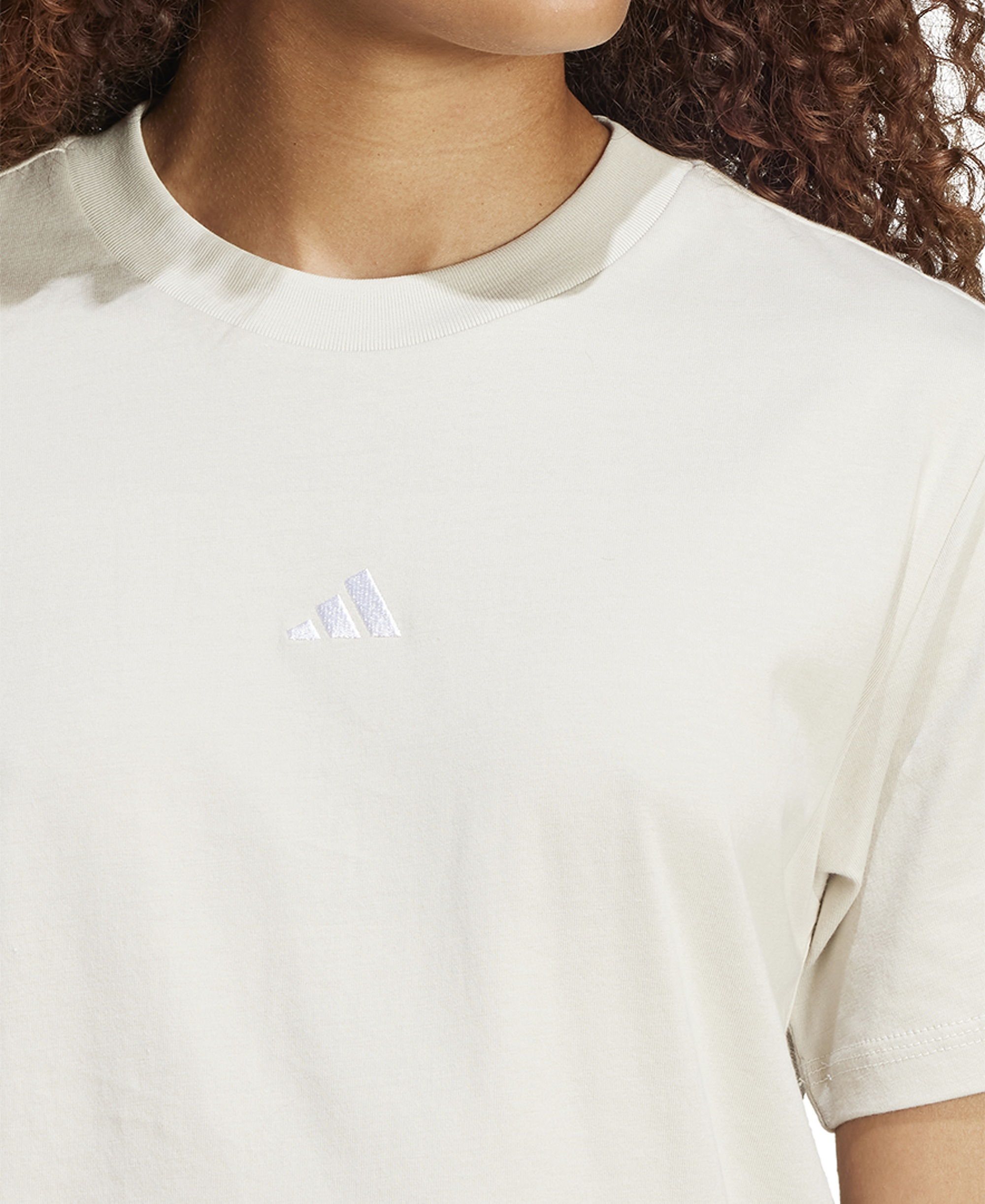 adidas Women's Short-Sleeve Cotton Crewneck Logo T-Shirt - Wonder Alumina