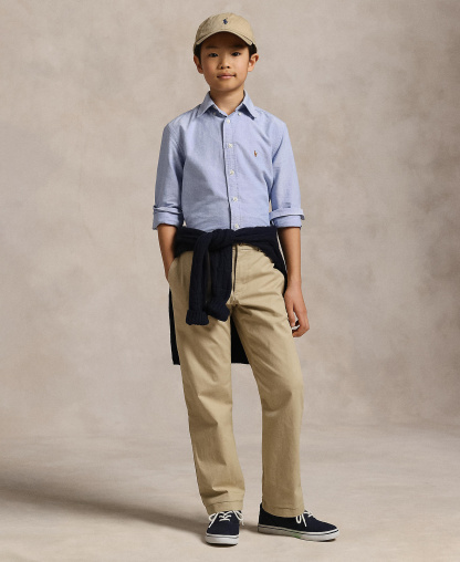 Polo Ralph Lauren 8-20 Boys' Embroidered Pony Logo Cotton Oxford Shirt - Light Blue