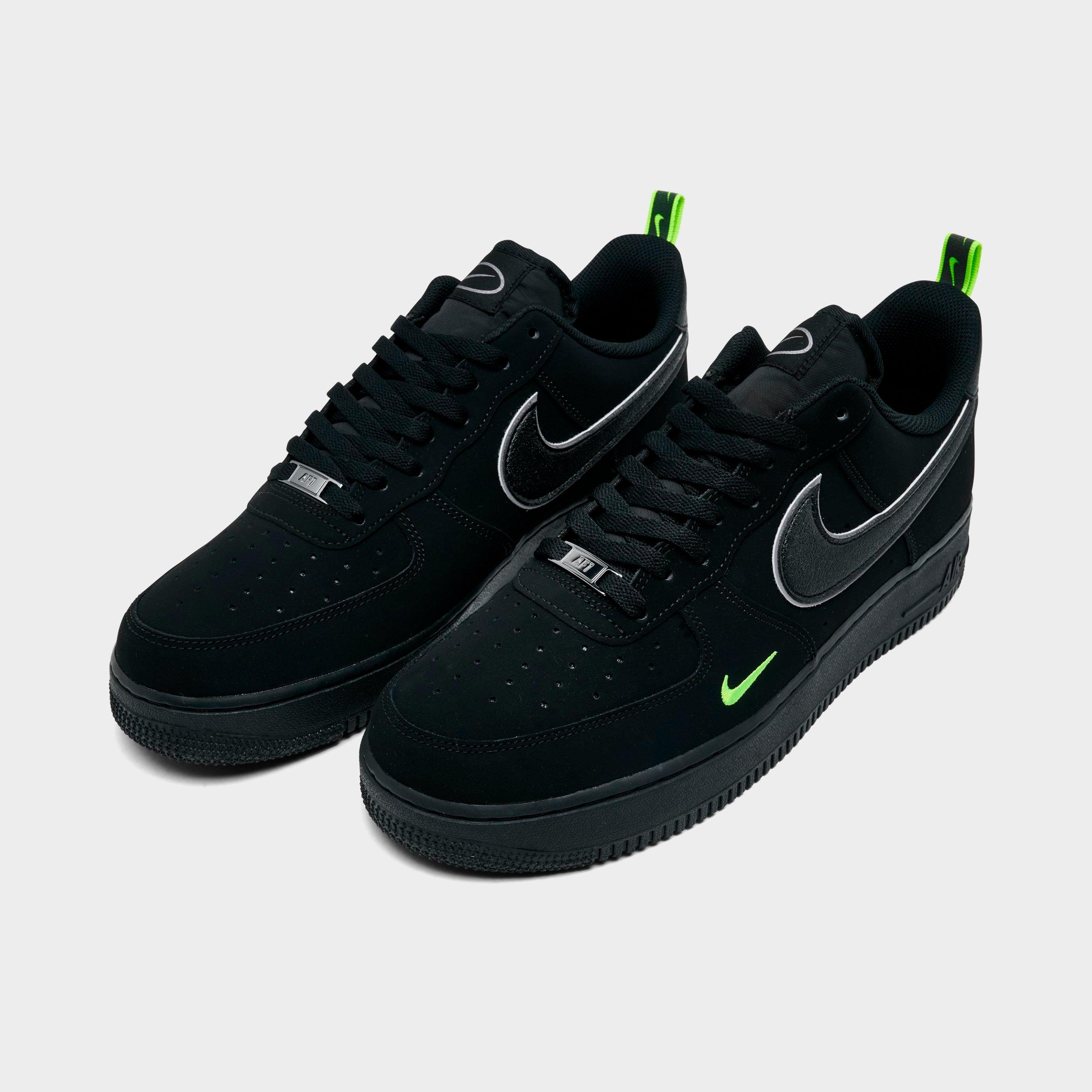 Men's Nithtke Air Force 1 '07 LV8 Casual Shoes - Part 2 - Black/Black/Flat Pewter/Volt - Both shoes facing left