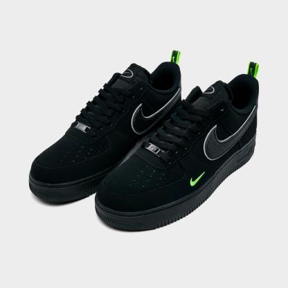 Men's Nithtke Air Force 1 '07 LV8 Casual Shoes - Part 2 - Black/Black/Flat Pewter/Volt - Both shoes facing left