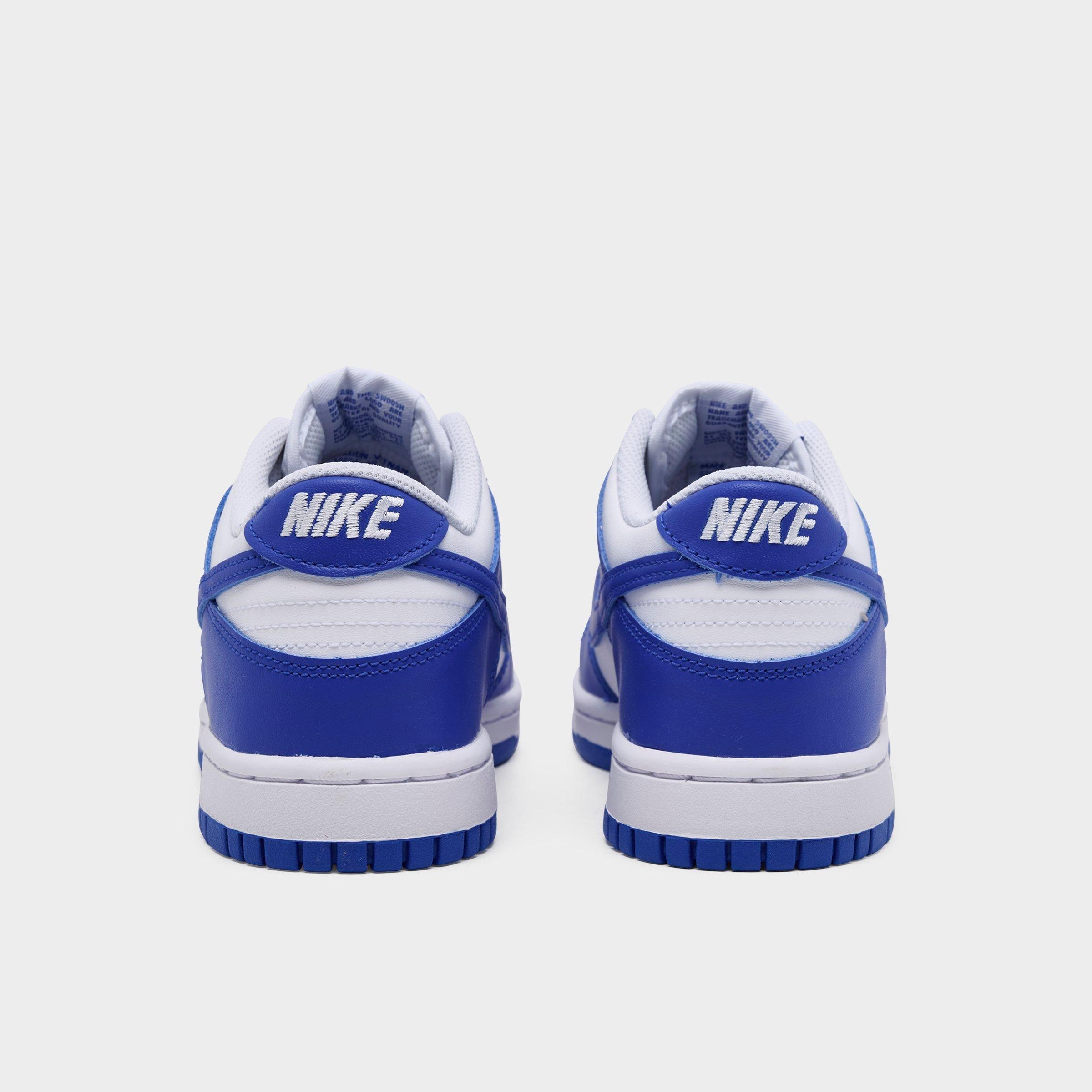Big Kids' Nithtke Dunk Low Casual Shoes - Part 1 - White/Hyper Royal/Hyper Royal - Back view