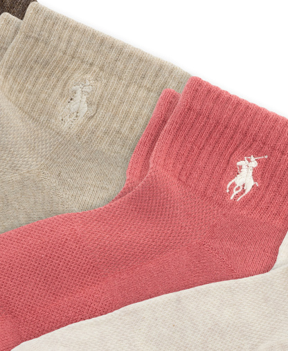 Polo Ralph Lauren Girls' 4-11 Sport Quarter Socks, 6-Pack - Light Pastel Pink