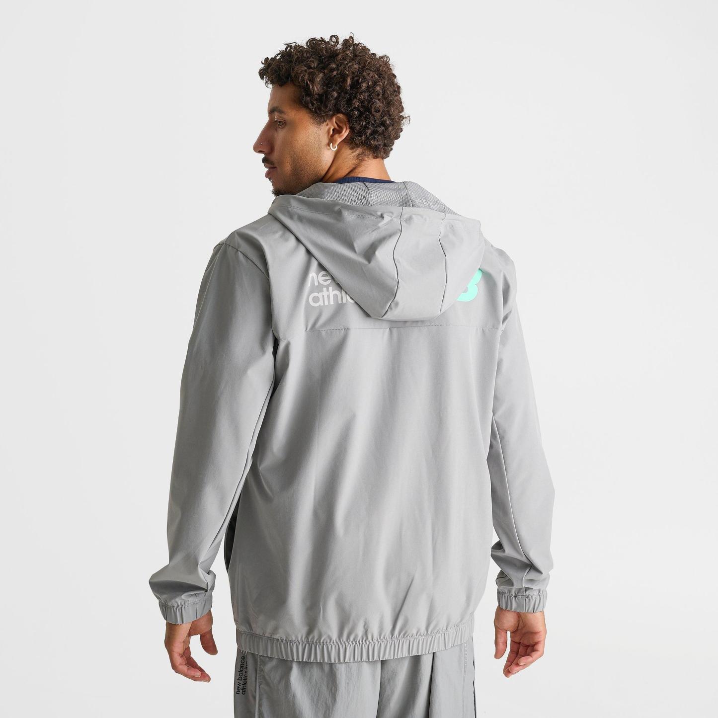 Men's New Balance Performance Full-Zip Woven Jacket - Grey Matter/Mint - view 4