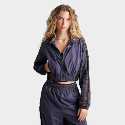 Women's Nithtke Sportswear Lace Cropped Full-Zip Track Jacket - Gridiron/Black/White