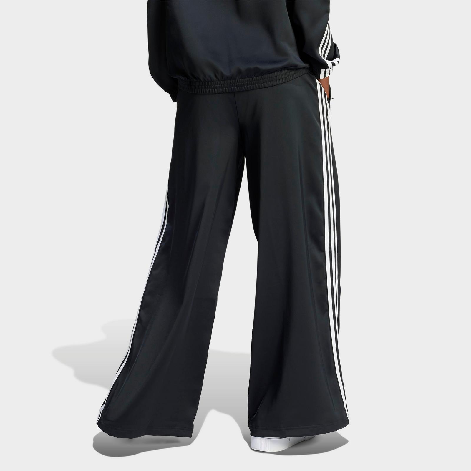 Women's adidas Originals adicolor Satin Wide Leg Track Pants - Black - view 3
