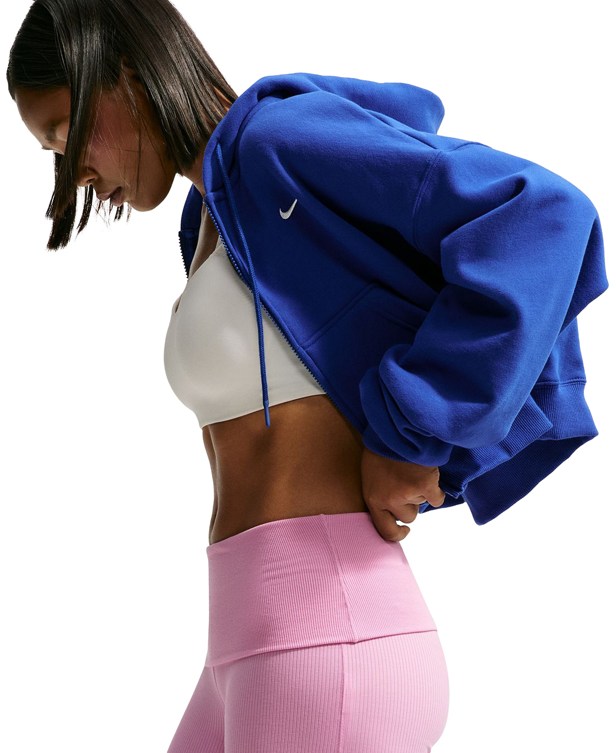 Nike Women's Sportswear Chill Knit Mid-Rise Tight Ribbed Pants - Pink Rise/white