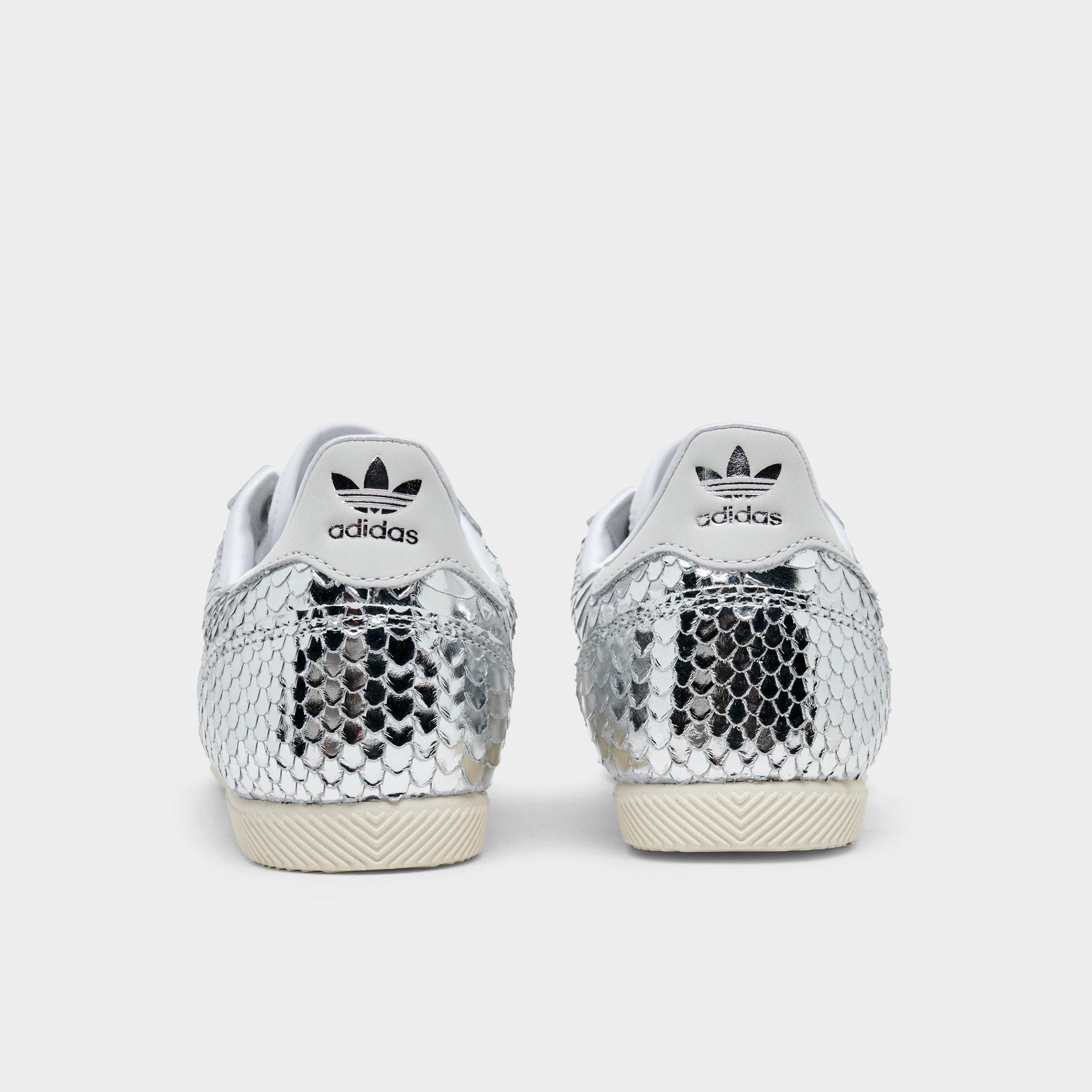 Women's adidas Originals Japan Croc Casual Shoes - Silver Metallic/Silver Metallic/White - Back view