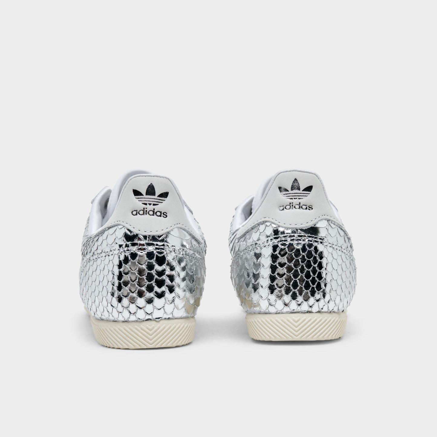 Women's adidas Originals Japan Croc Casual Shoes - Silver Metallic/Silver Metallic/White - Back view