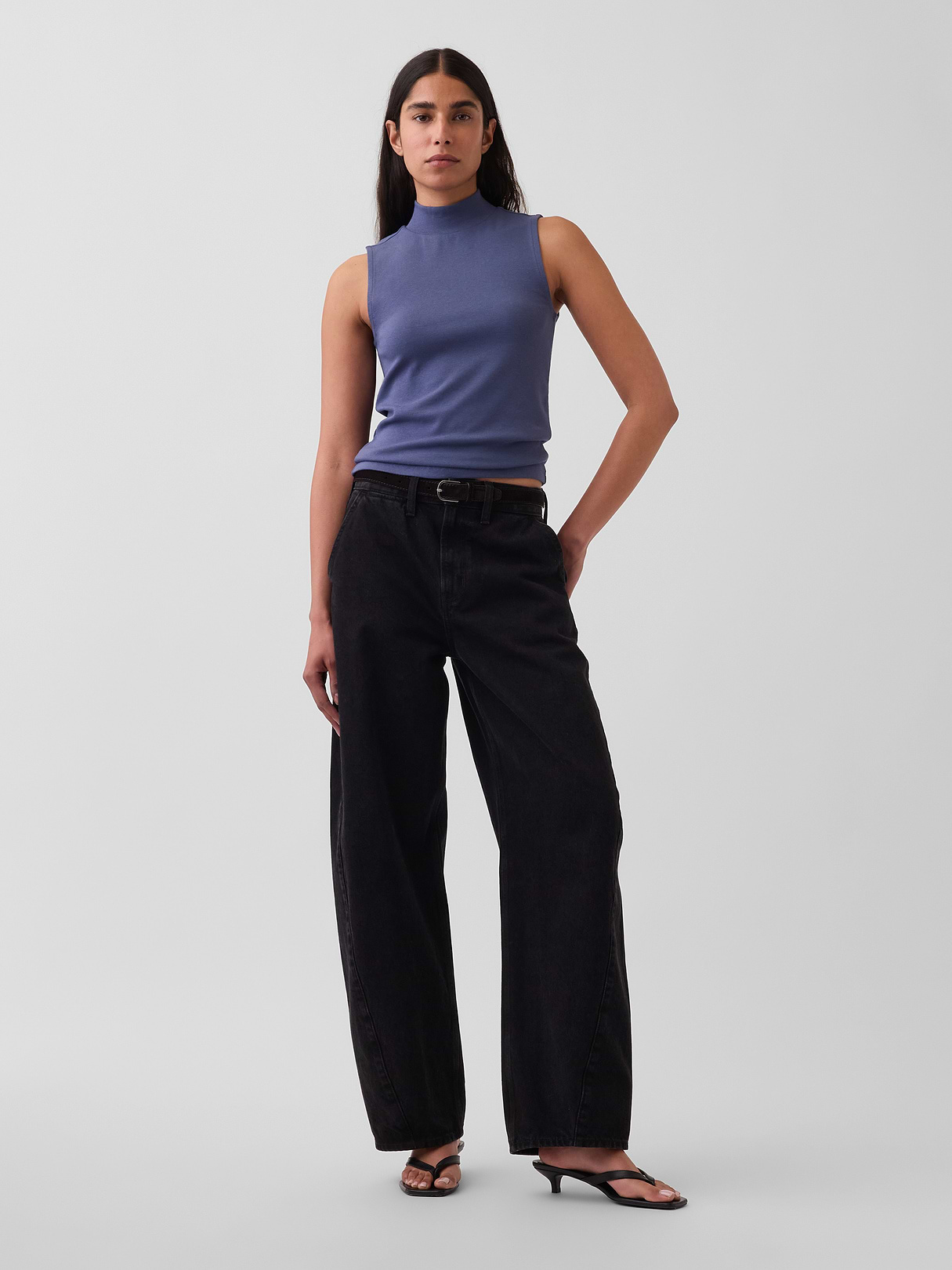 Modern Mockneck Tank Top - Sargassus blue