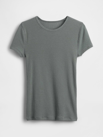 Modern Rib T-Shirt - Vintage palm green