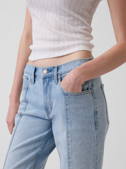 Mid Rise Relaxed Straight Jeans - Light indigo