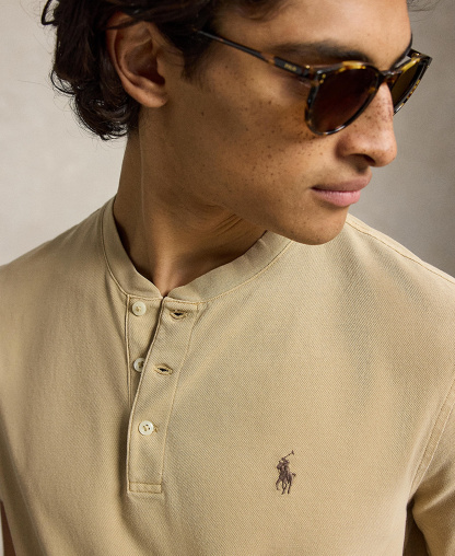 Polo Ralph Lauren Men's Featherweight Mesh Henley Shirt - Vintage Khaki