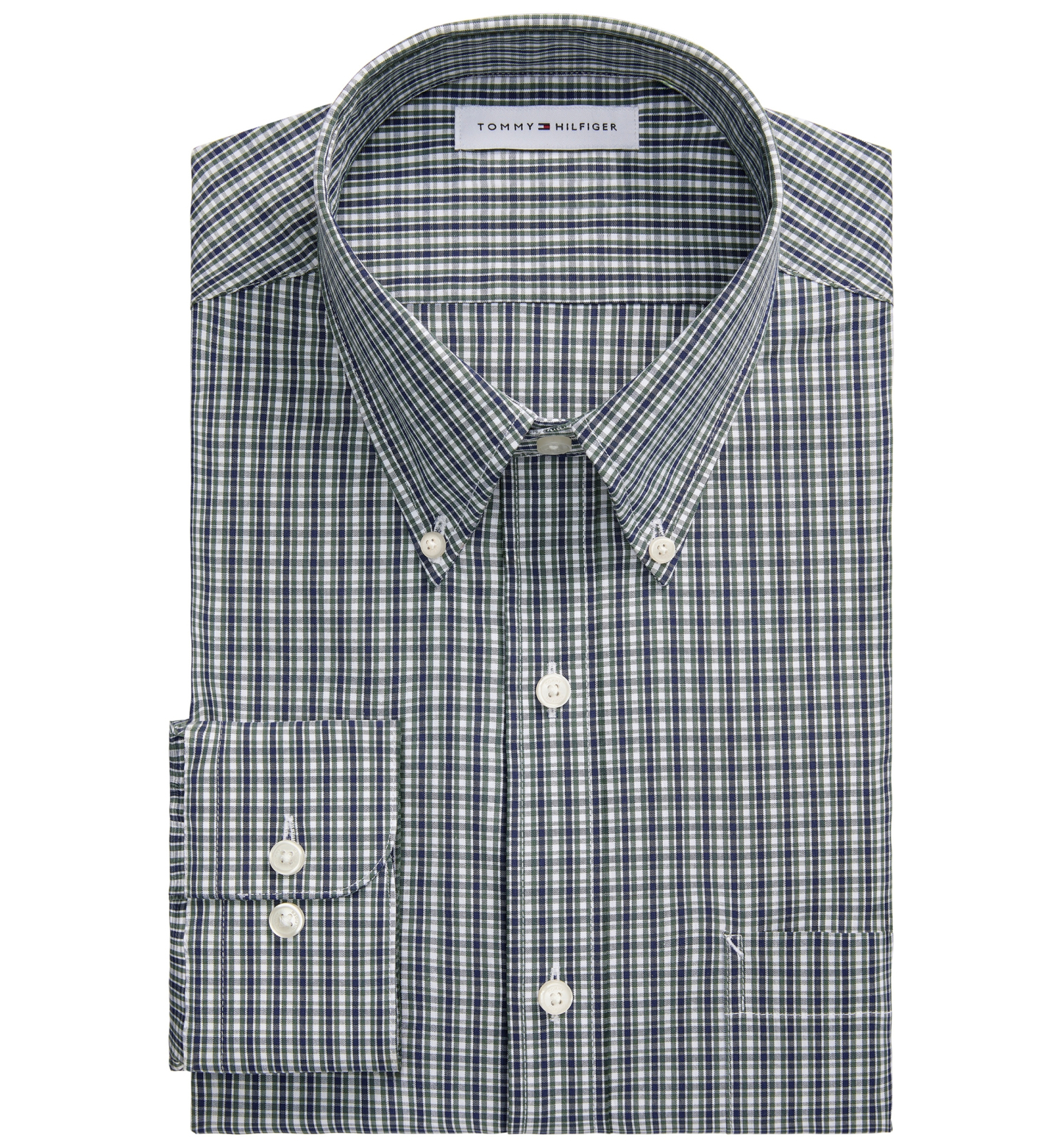 Tommy Hilfiger Men's Regular Fit Wrinkle Resistant Stretch Dress Shirt - Green