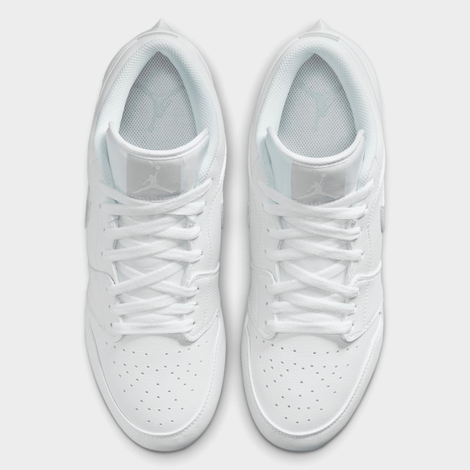 Men's Jordan 1 Low TD Football Cleats - White/White/Grey Fog - view 5