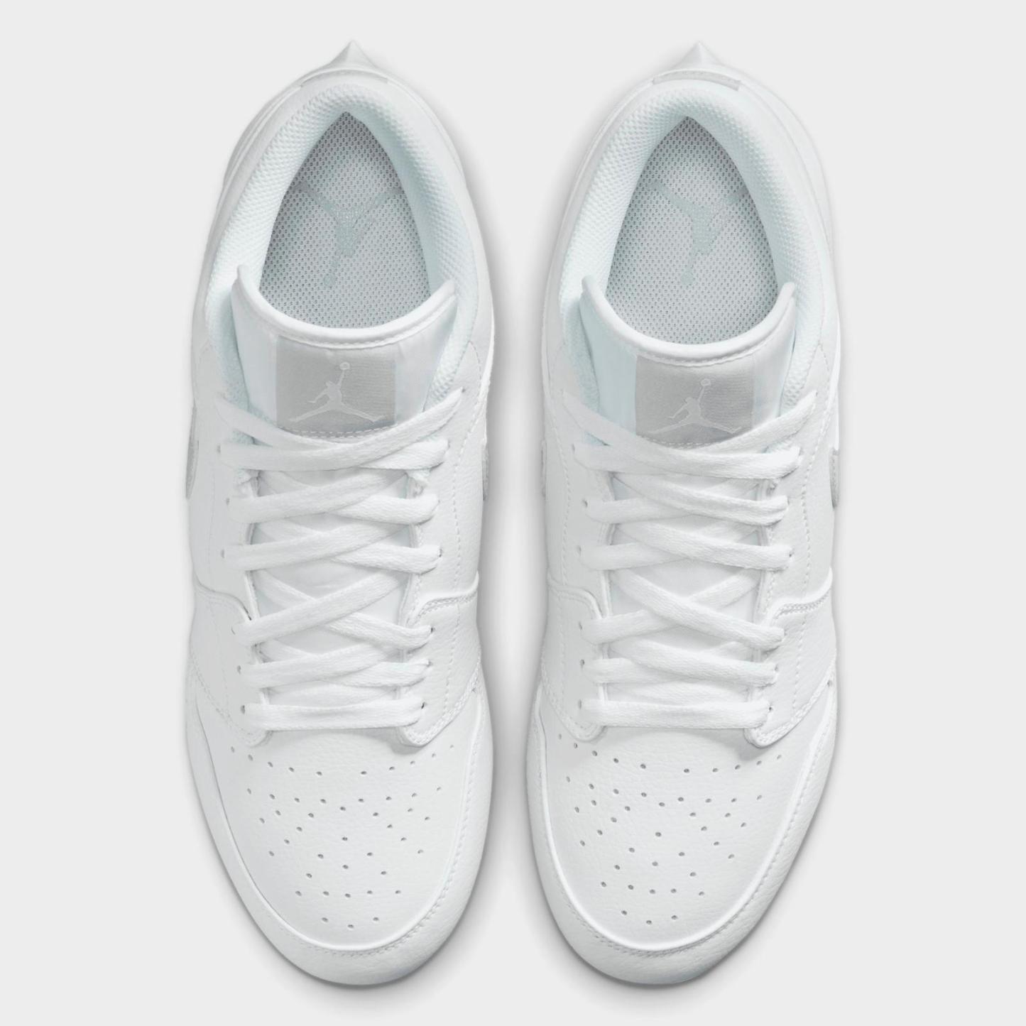 Men's Jordan 1 Low TD Football Cleats - White/White/Grey Fog - view 5