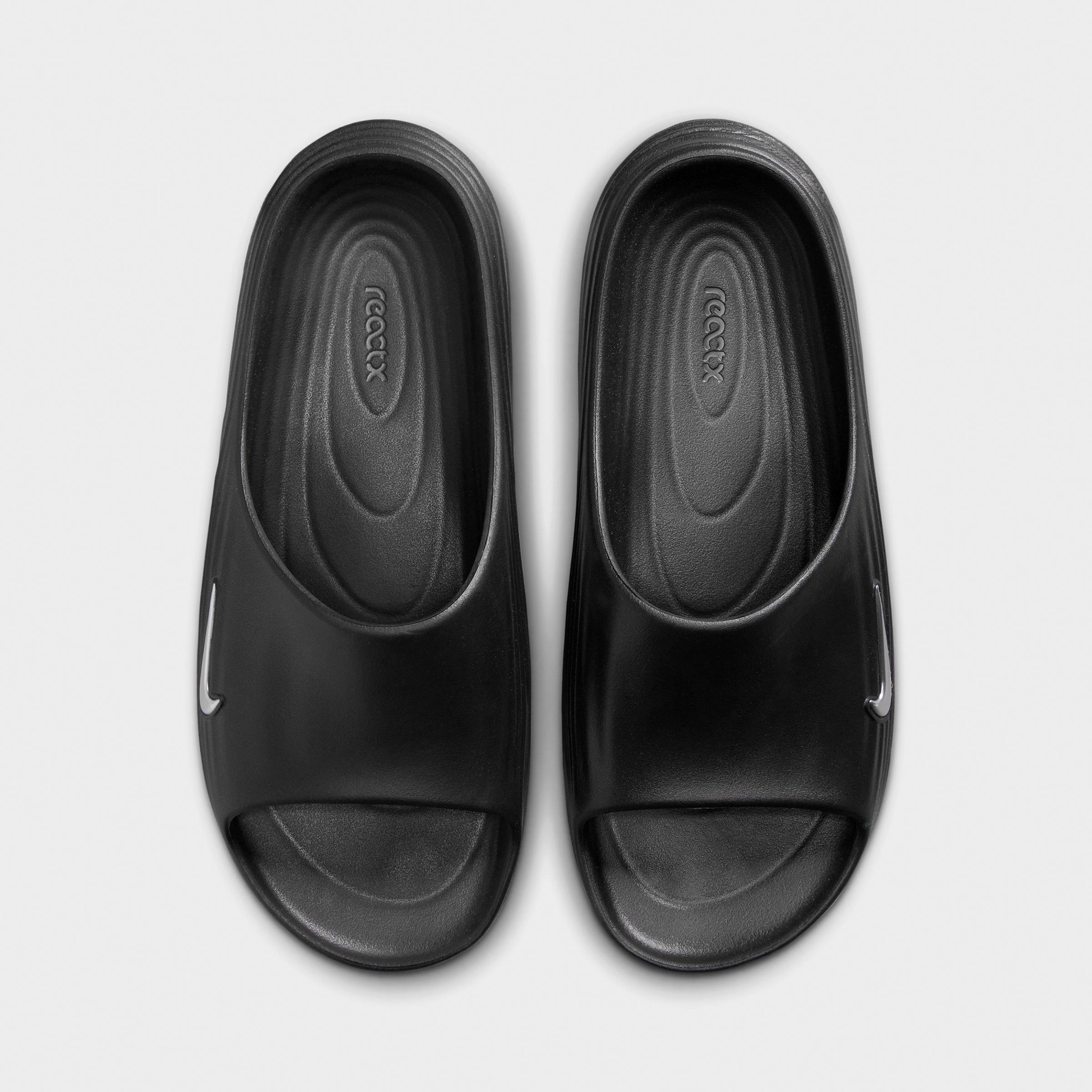 Men's Nithtke ReactX Rejuven8 Slide Sandals - Black/Gamma Blue/Metallic Silver - Top view
