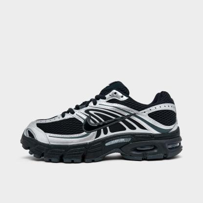 Women's Nithtke Air Max Moto 2K Casual Shoes - Part 1 - Black/Black/Metallic Silver - Left shoe facing left. Outside of the shoe.