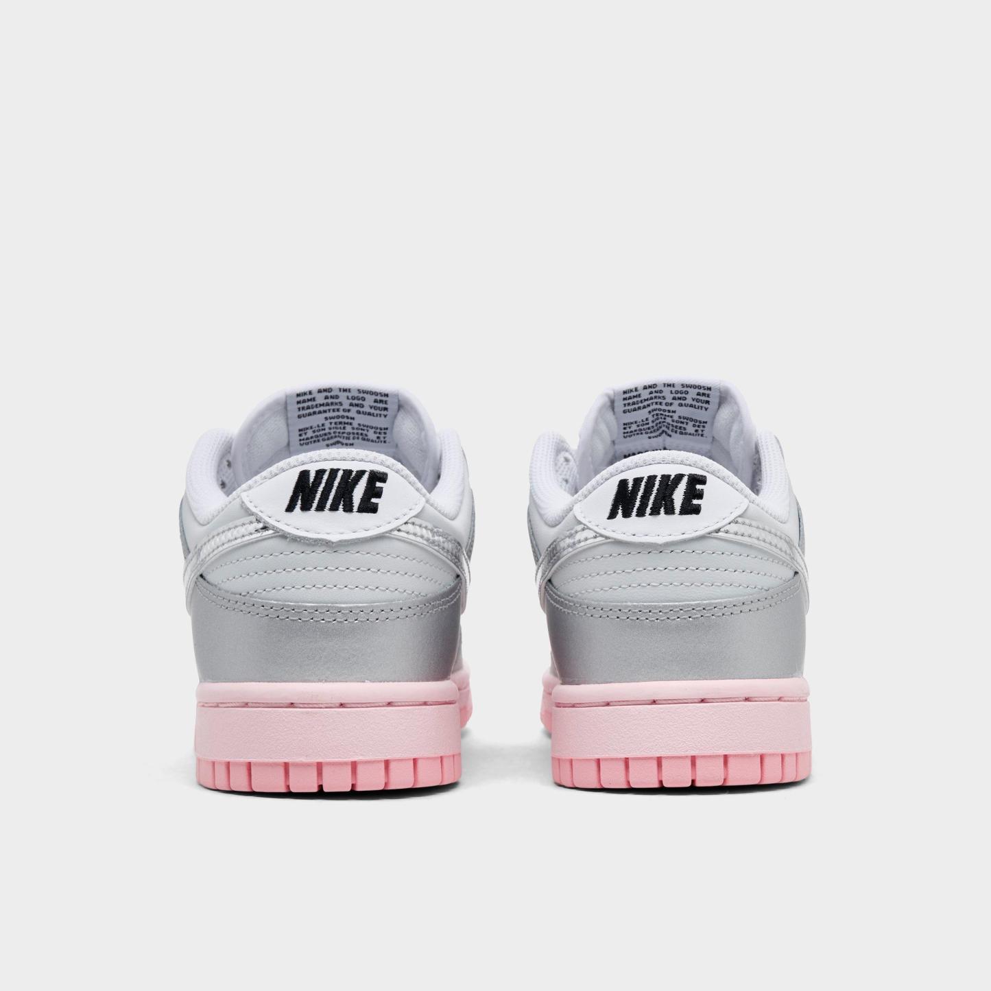 Women's Nithtke Dunk Low LX Casual Shoes - Photon Dust/Pink Foam/Medium Soft Pink/Metallic Silver - Back view