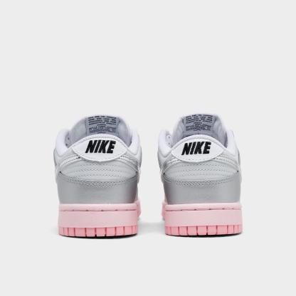 Women's Nithtke Dunk Low LX Casual Shoes - Photon Dust/Pink Foam/Medium Soft Pink/Metallic Silver - Back view