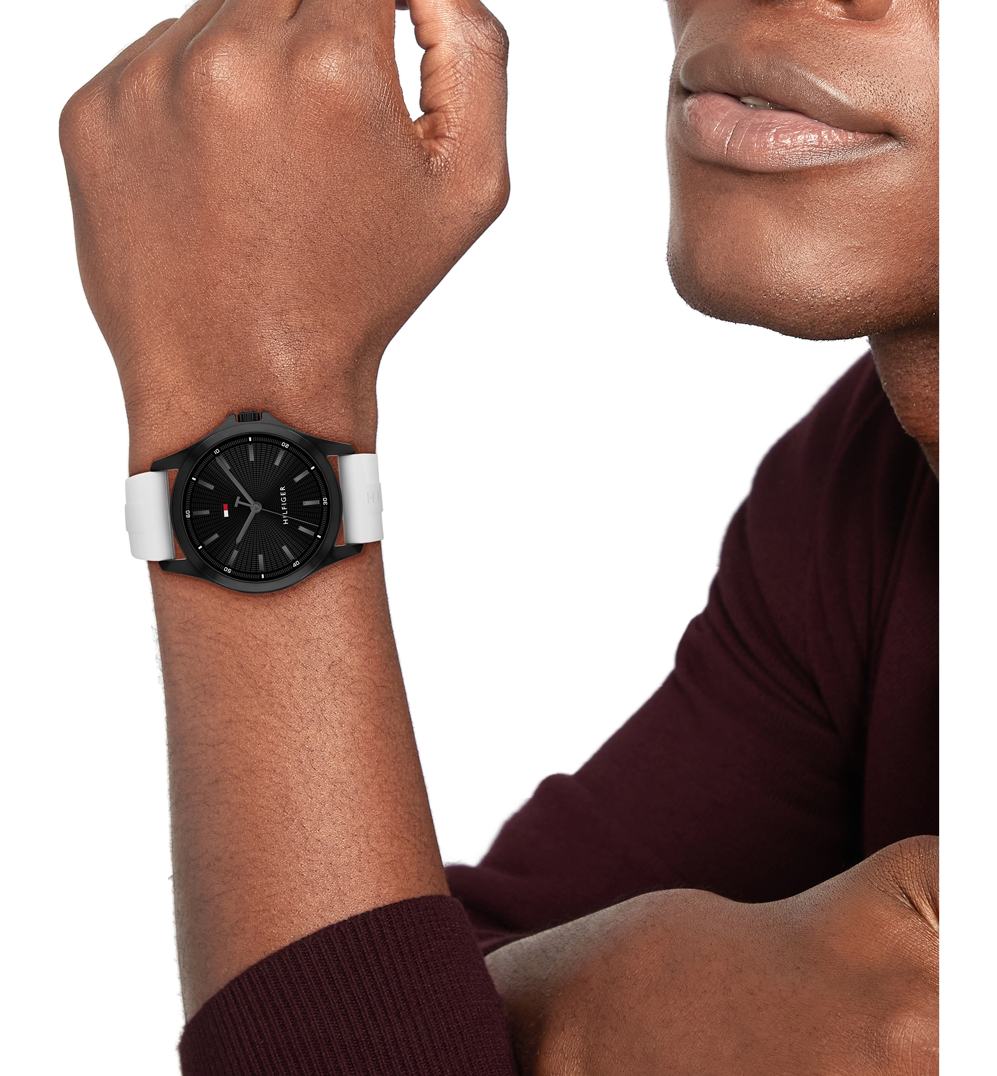Tommy Hilfiger Men's Quartz White Silicone Strap Watch 42mm - Black