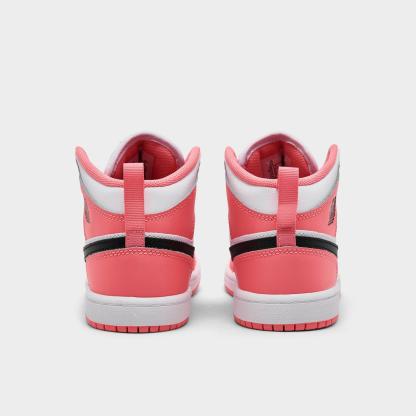 Little Kids' Air Jordan Retro 1 Mid Casual Shoes - Pink Gaze/White/Black - view 4