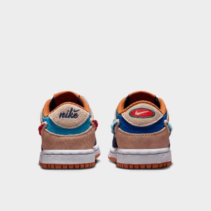 Kids' Toddler Nithtke Dunk Low Casual Shoes - Beige/Midnight Navy/Speed Red/Green Noise - Back view